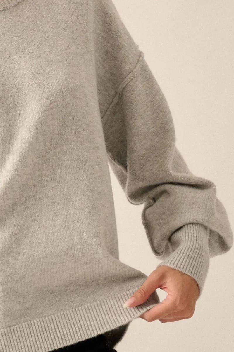 Nova Heather Grey Exposed Seam Sweater