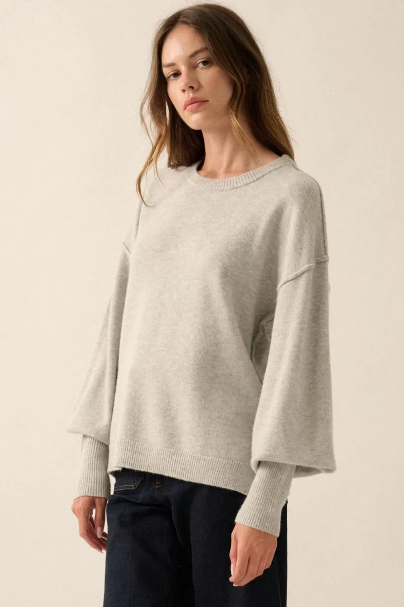 Nova Heather Grey Exposed Seam Sweater