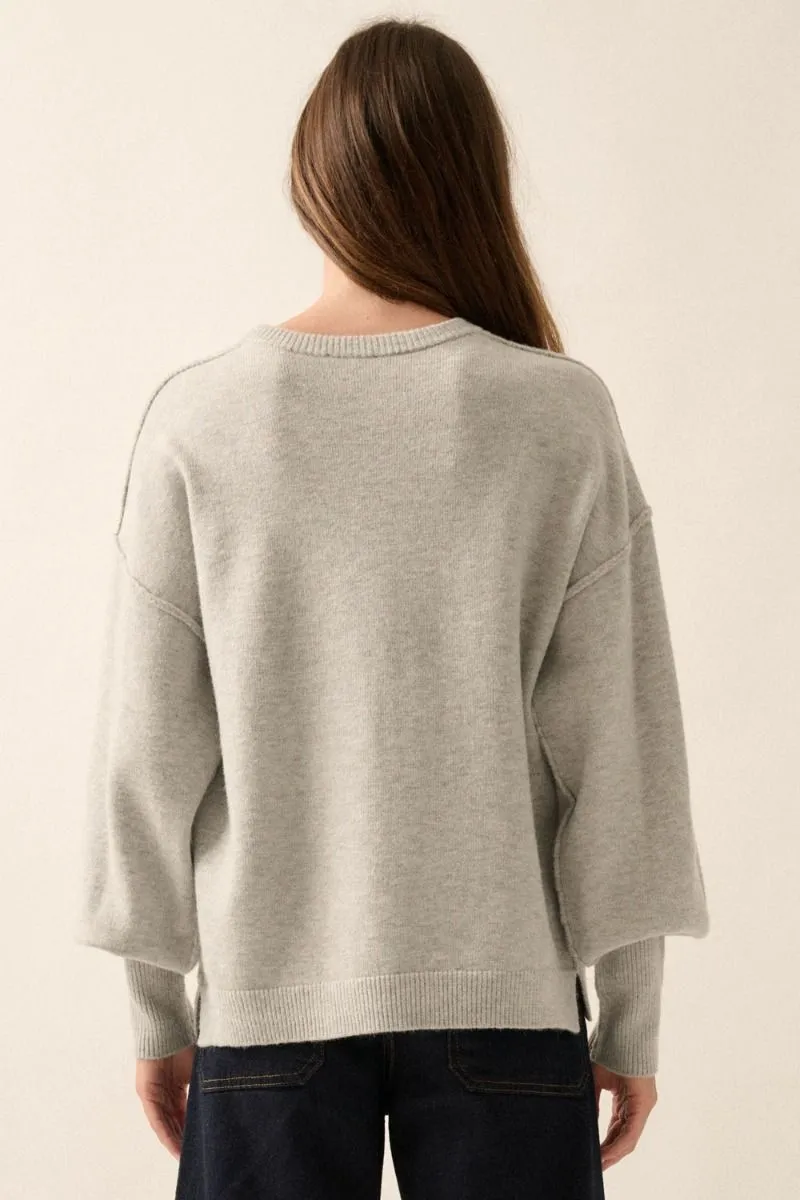 Nova Heather Grey Exposed Seam Sweater