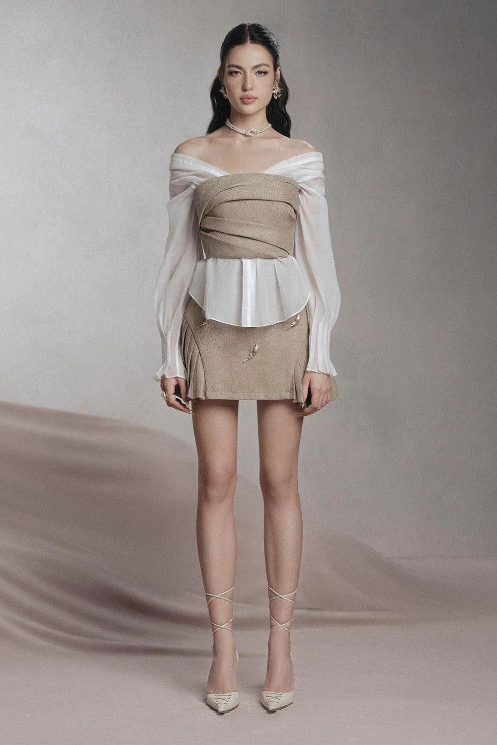 Oliver A-line Off-Shoulder Canvas Mini Set
