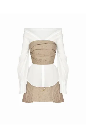 Oliver A-line Off-Shoulder Canvas Mini Set