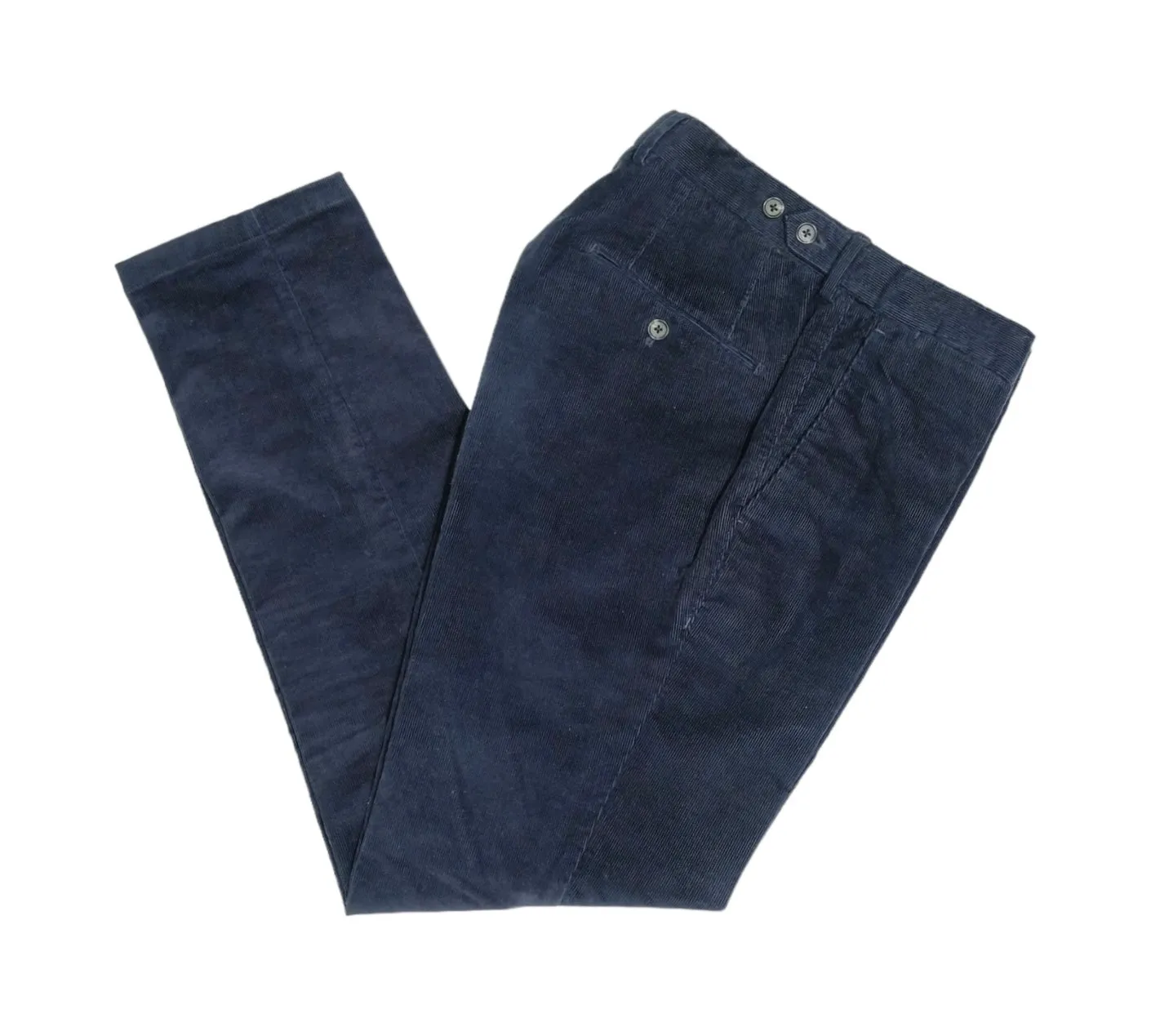 Oscar Jacobson - Navy Corduroy High-Rise Cotton Trousers 48