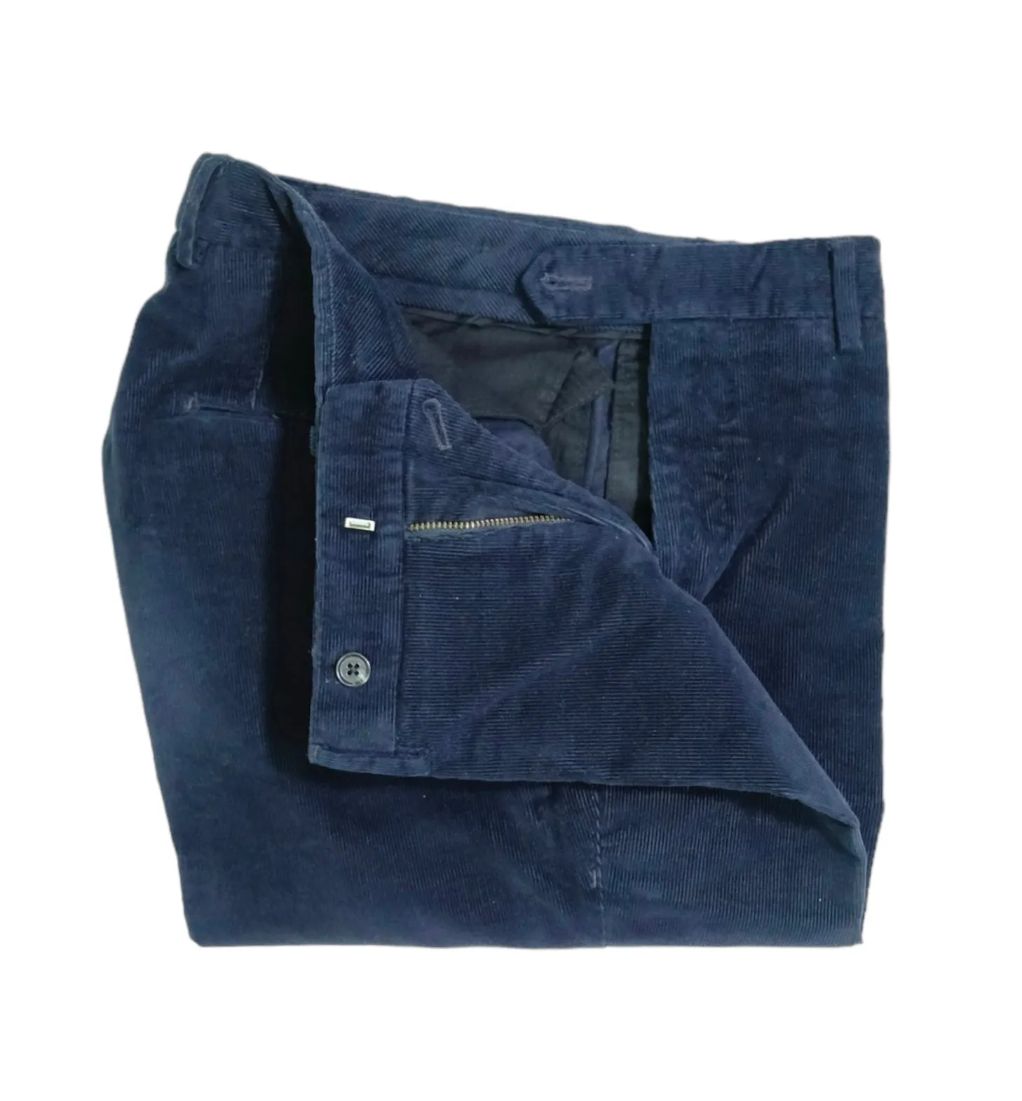 Oscar Jacobson - Navy Corduroy High-Rise Cotton Trousers 48