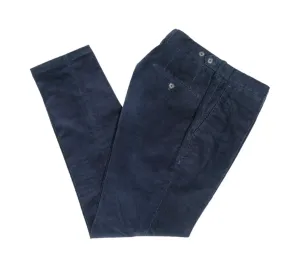 Oscar Jacobson - Navy Corduroy High-Rise Cotton Trousers 48