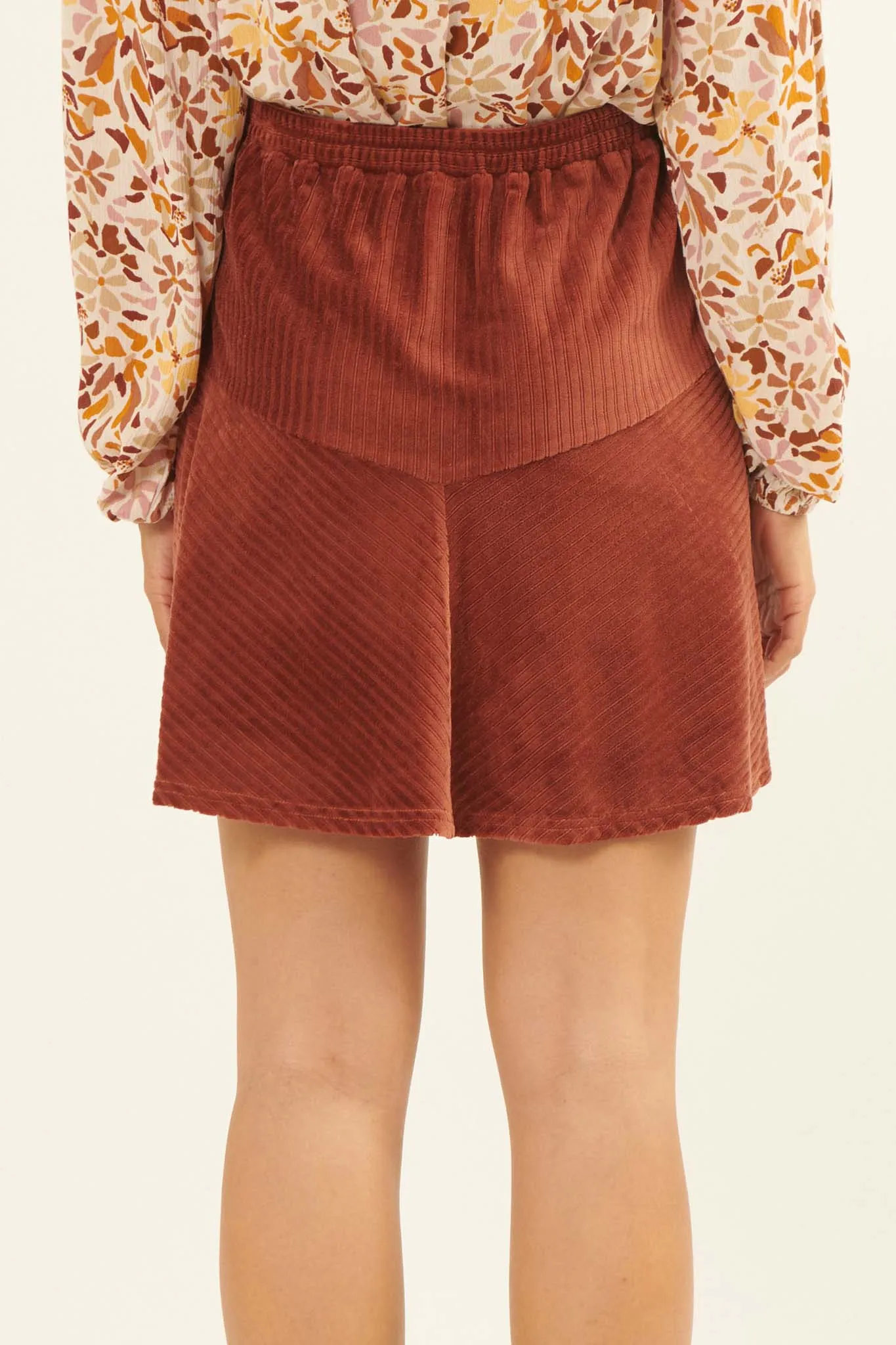Party Line Striped Velvet Mini Skirt