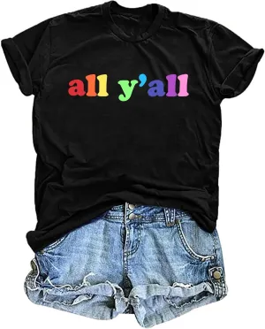 Proud Ally Shirt Women Pride Shirts Rainbow Graphic Tees LGBT Equality Tshirt Casual Holiday Tops