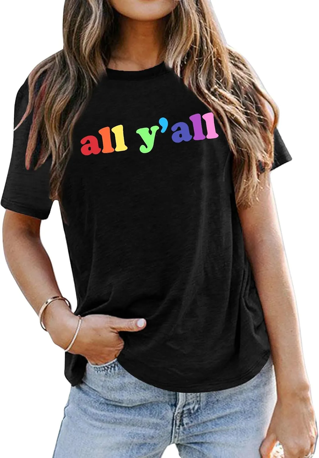 Proud Ally Shirt Women Pride Shirts Rainbow Graphic Tees LGBT Equality Tshirt Casual Holiday Tops