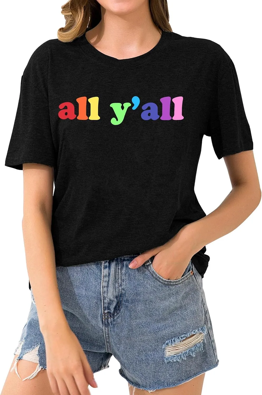 Proud Ally Shirt Women Pride Shirts Rainbow Graphic Tees LGBT Equality Tshirt Casual Holiday Tops