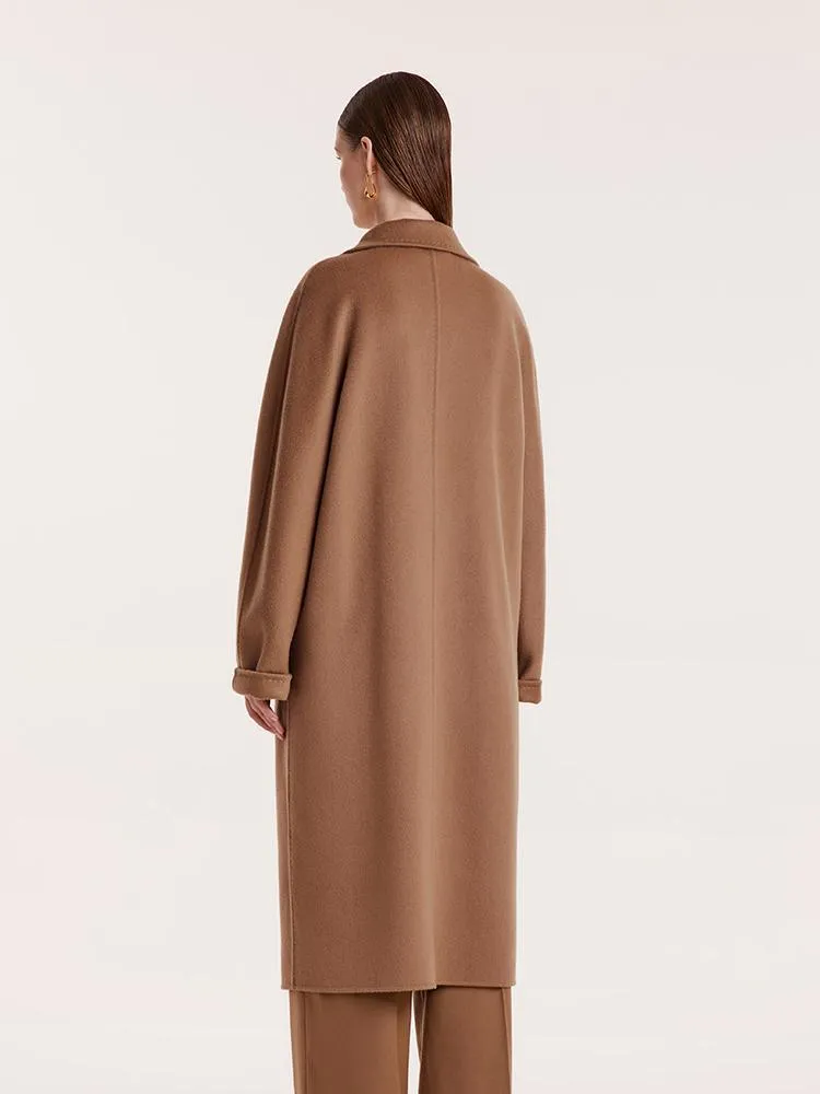 Pure Cashmere Double-Breasted Coat With Beret