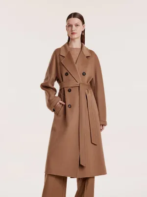 Pure Cashmere Double-Breasted Coat With Beret
