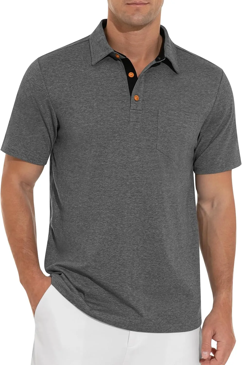 RQP Casual Polo Shirts for Men Short Sleeve Quick Dry Polo Shirts Collared T-Shirt