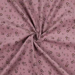 Sparkly Flowers in Mauve Cotton Needlecord