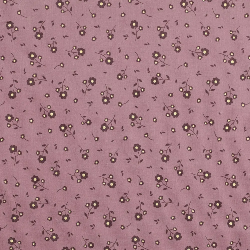 Sparkly Flowers in Mauve Cotton Needlecord