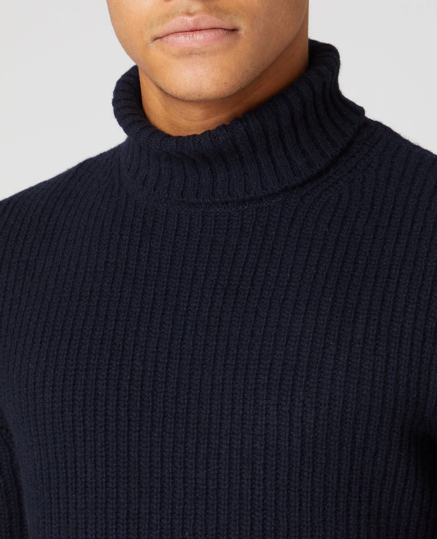 Tapered Fit Wool-Rich Roll Neck Sweater