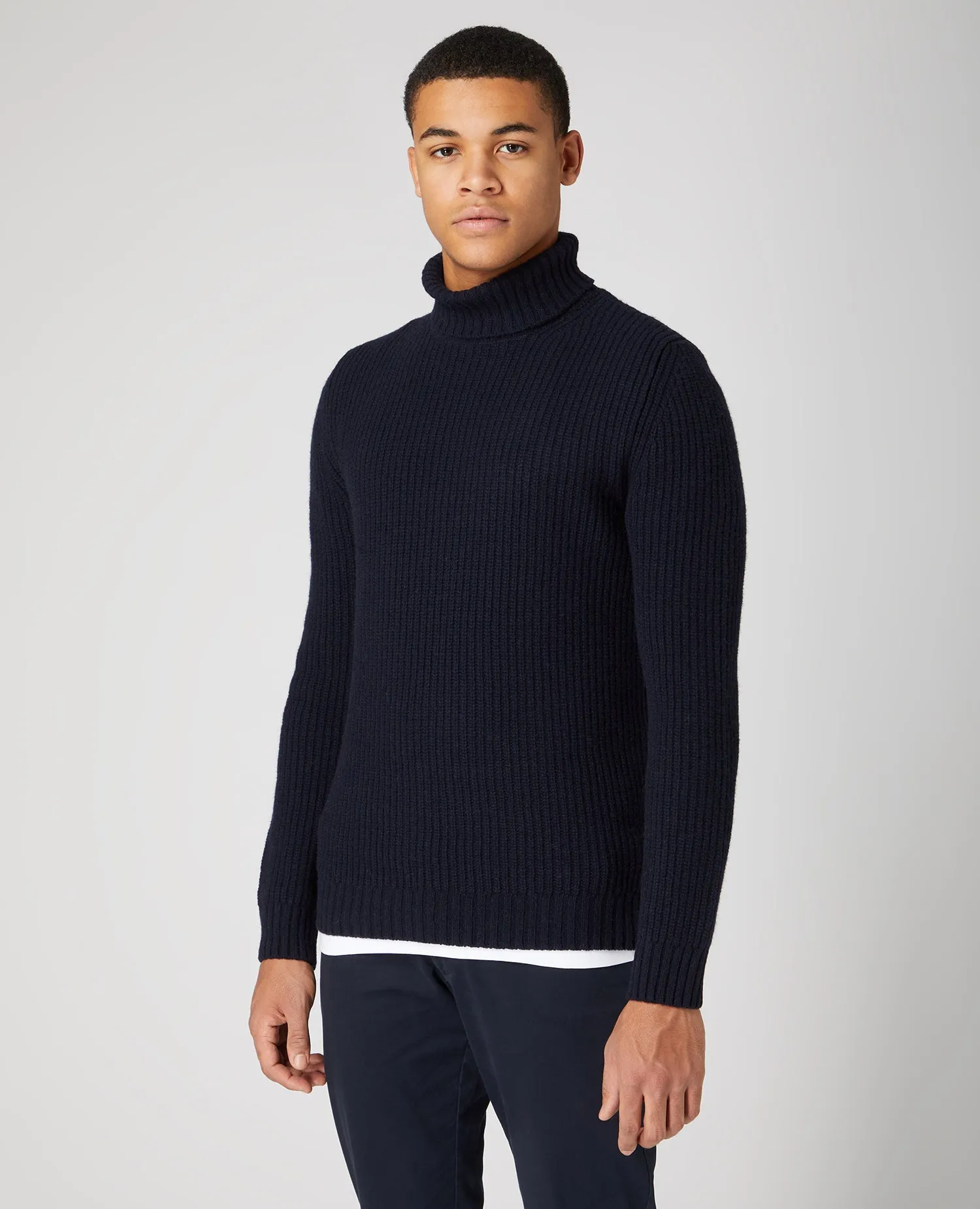 Tapered Fit Wool-Rich Roll Neck Sweater