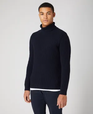 Tapered Fit Wool-Rich Roll Neck Sweater