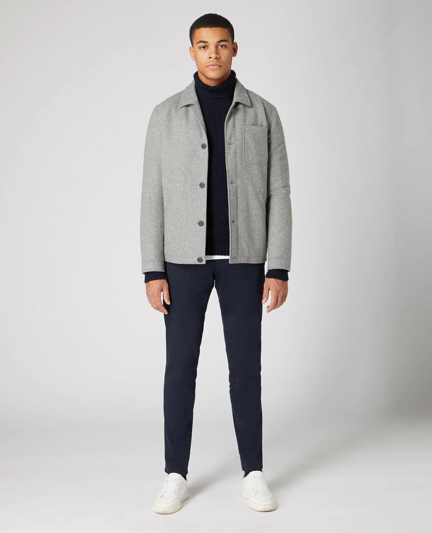 Tapered Fit Wool-Rich Roll Neck Sweater