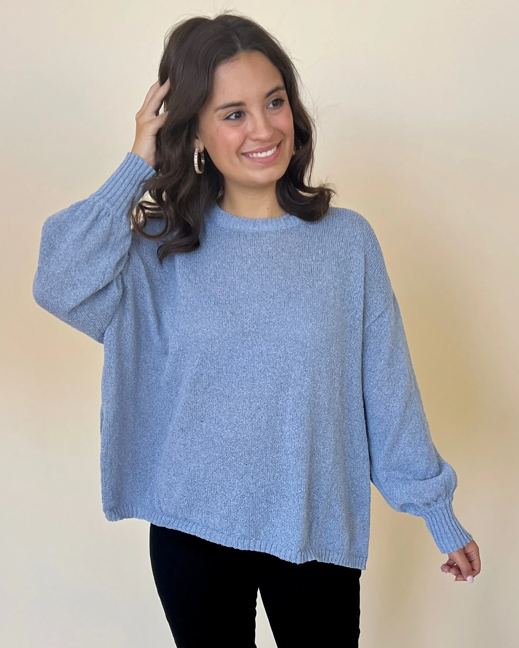 Toasty Times Dusk Blue Knitted Sweater