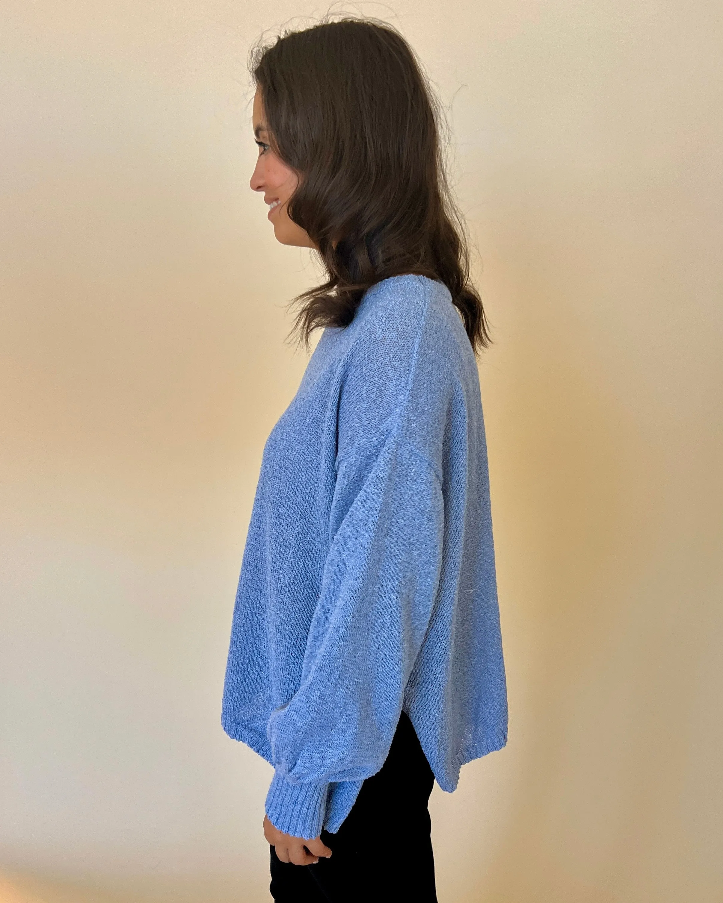 Toasty Times Dusk Blue Knitted Sweater