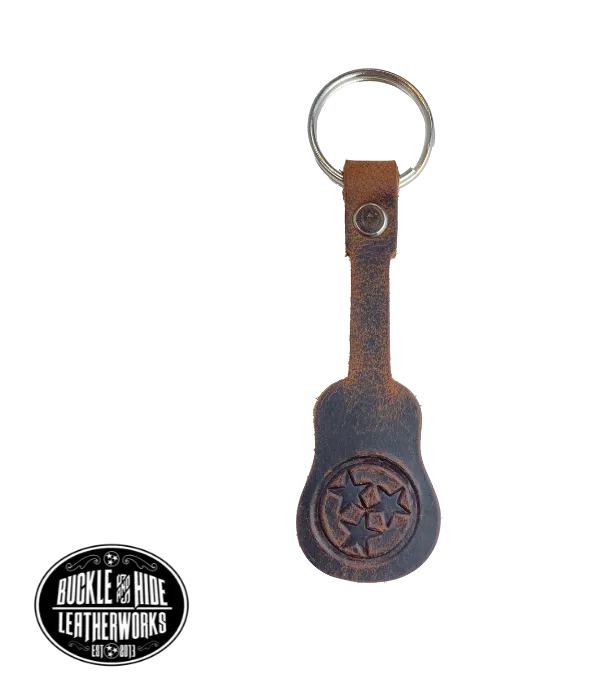 Tri-star Guitar Leather Keychain BUY MORE and SAVE!