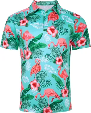 uideazone Mens Polo Shirts Short Sleeve Dry Fit 3D Print Moisture Wicking Funny Golf Shirt