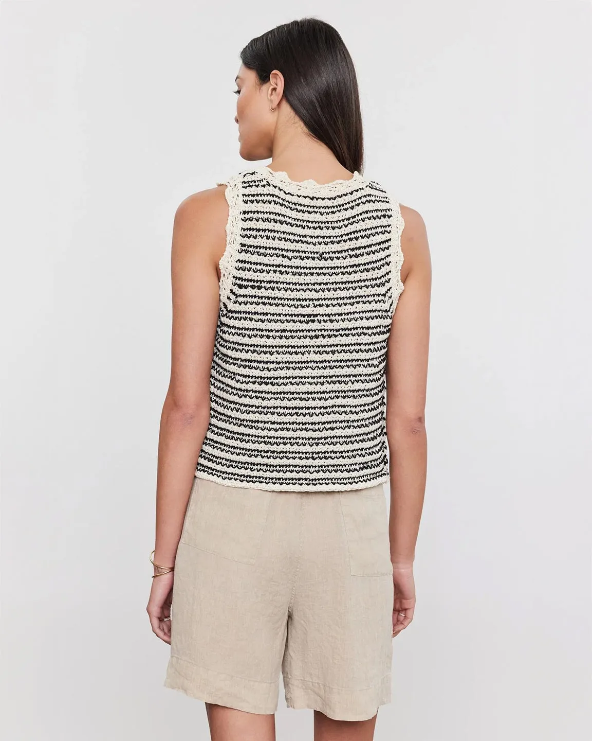 velvet by Graham and Spencer Sophie Sweater Vest in Ecru/Black