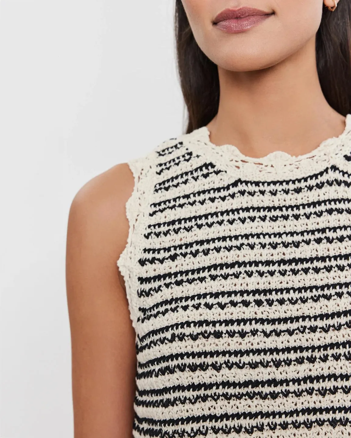 velvet by Graham and Spencer Sophie Sweater Vest in Ecru/Black