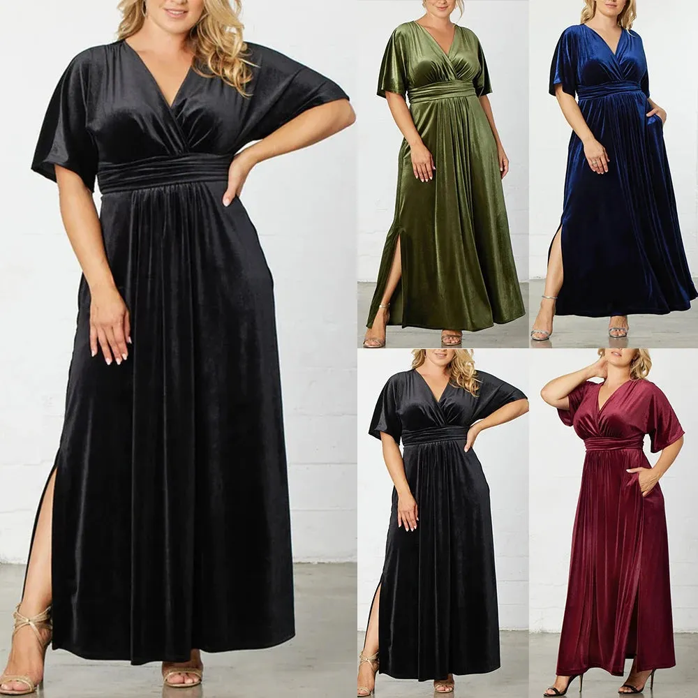 Velvet Evening Gown Dress Plus Size for Holidays