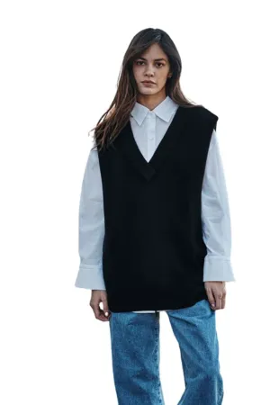 Velvet Sasha Engineered Stitches Sweater Vest- Black
