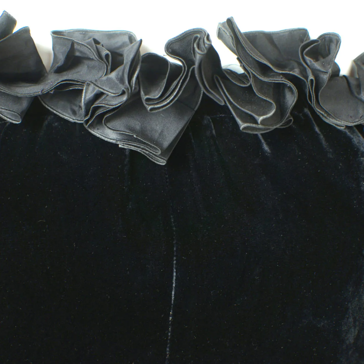 Vintage 1980s Yves Saint Laurent Dress in Black Velvet with Ruffles Size M