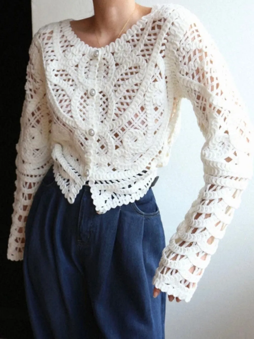 White knitted sweater