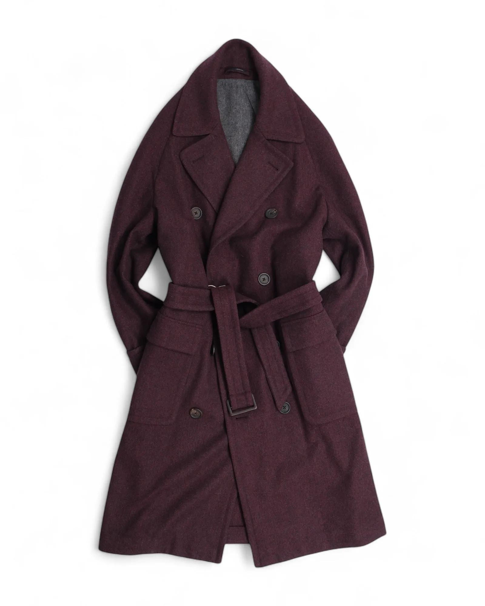 Wine Red DB. Belted Cashmere Polo Coat