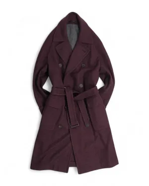Wine Red DB. Belted Cashmere Polo Coat