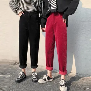 Winter Corduroy Pants Casual Women High