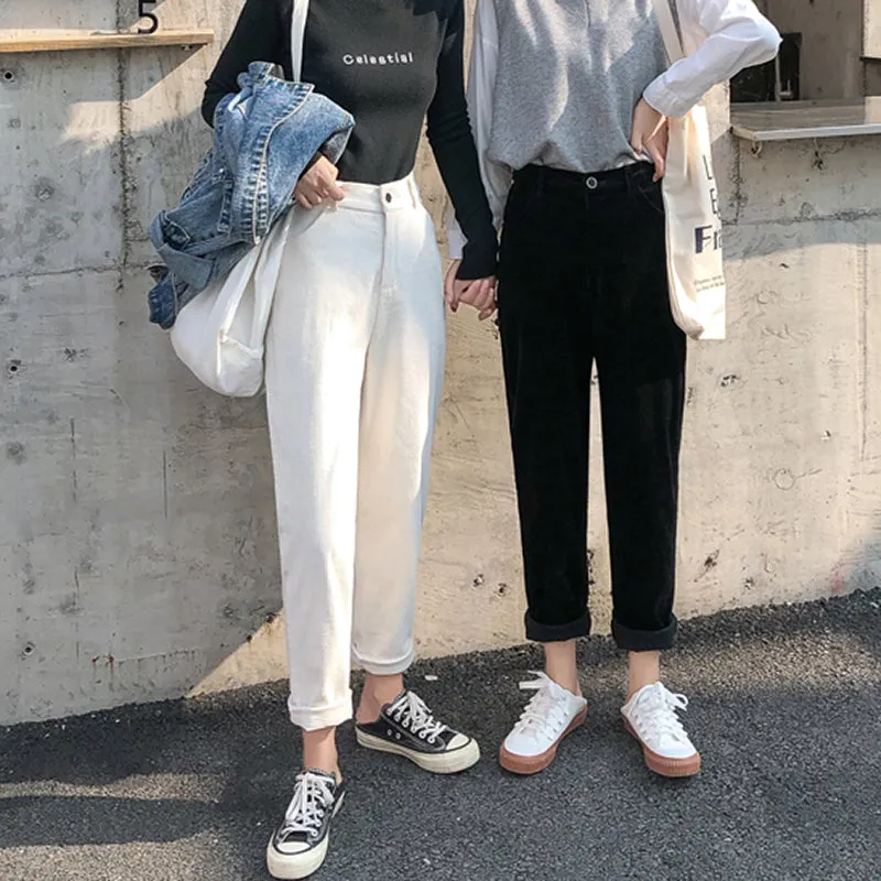 Winter Corduroy Pants Casual Women High