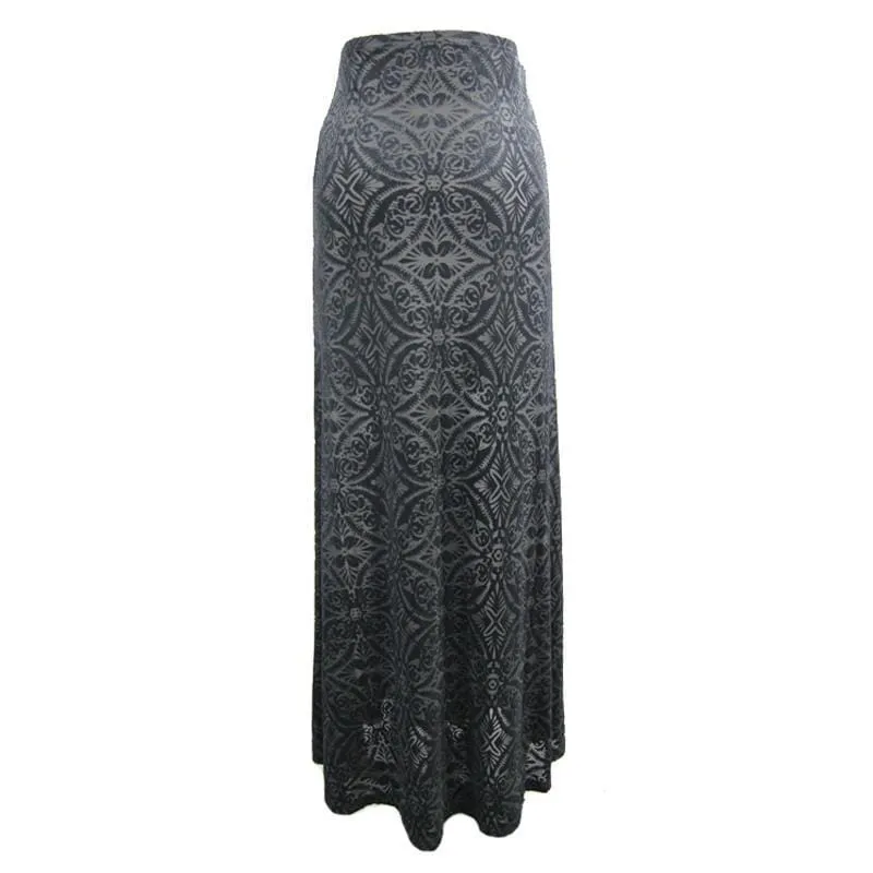 Women's Long Punk Skirt With Sheer Net Panels
